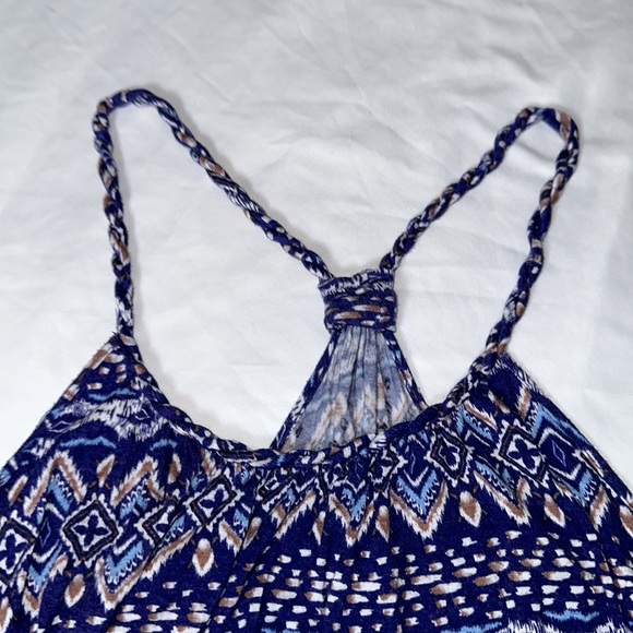 3/10$ Blue bohemian printed elastic waist summer dress - Picture 3 of 7